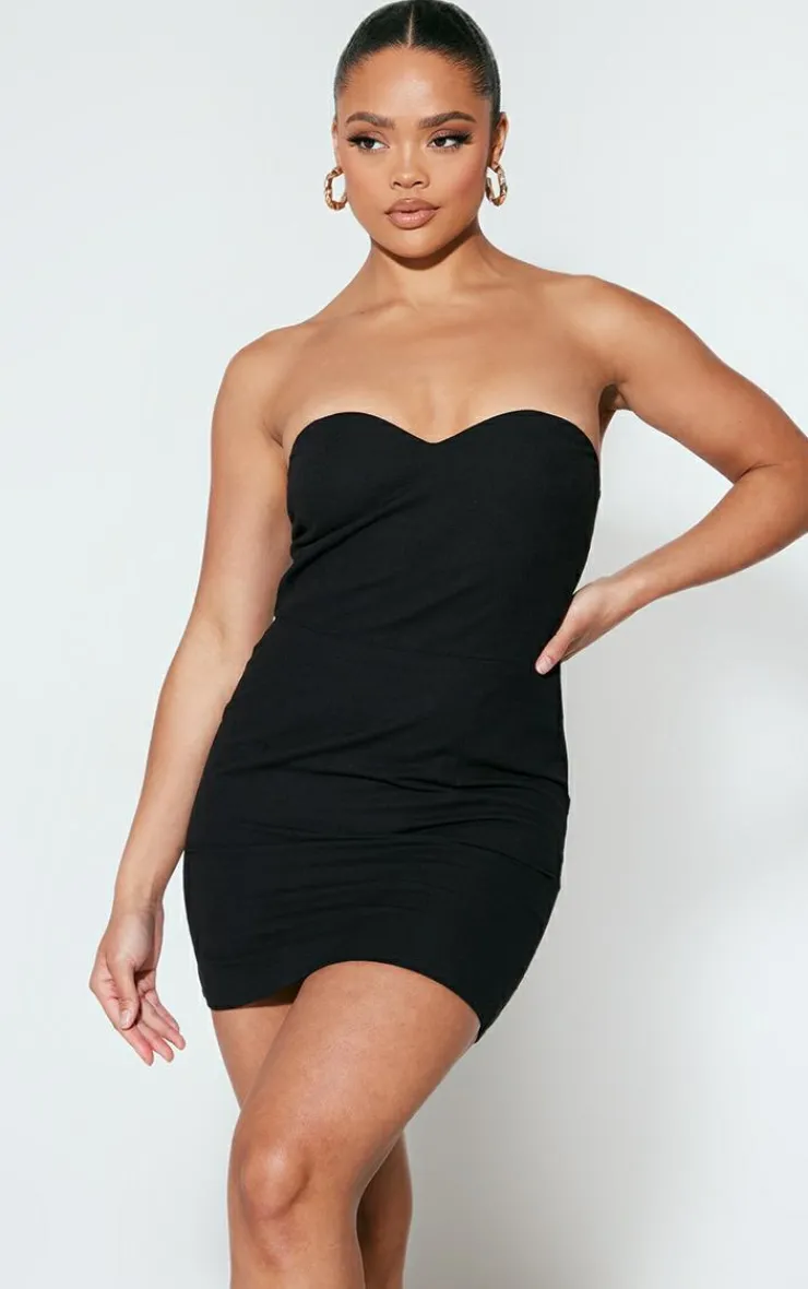 Linen Look Sweetheart Neckline Bodycon Dress-PrettyLittleThing Sale