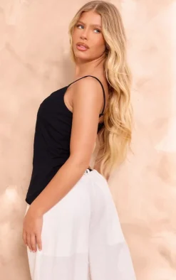 PrettyLittleThing Camisole*Linen Strappy Asymmetric Cami Top