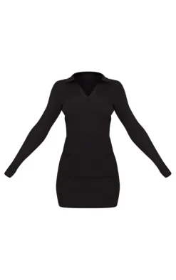 Long Sleeve Rib Knitted Bodycon Mini Dress-PrettyLittleThing Discount