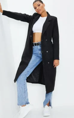 PrettyLittleThing Wool Coats*Longline Double Breast Coat