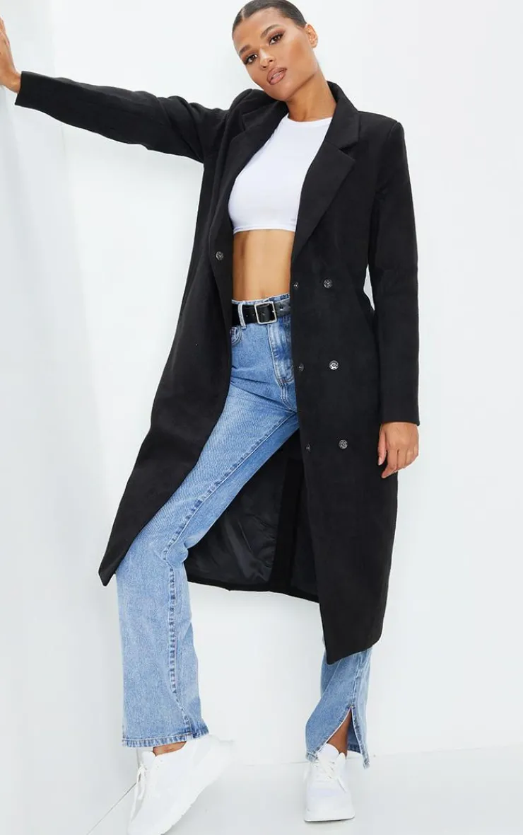 PrettyLittleThing Wool Coats*Longline Double Breast Coat