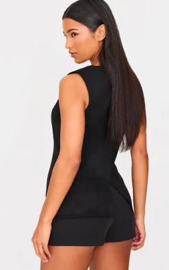 PrettyLittleThing Sleeveless Tops*Longline Faux Suede Vest