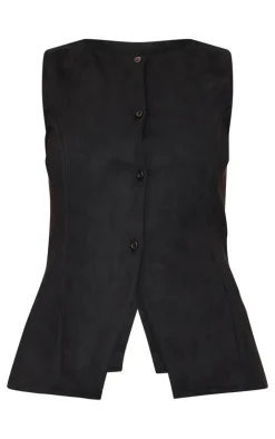 PrettyLittleThing Sleeveless Tops*Longline Faux Suede Vest