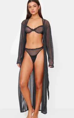 Black Lurex Mesh Lingerie Set