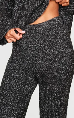 Outlet PrettyLittleThing Marl Knit Wide Leg Pants Black