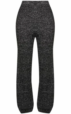 Outlet PrettyLittleThing Marl Knit Wide Leg Pants Black