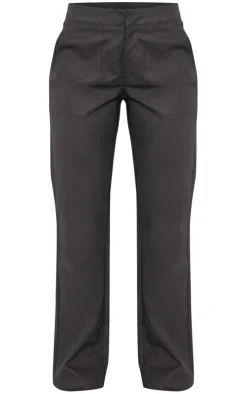 Black Matte Faux Leather Straight Leg Pants