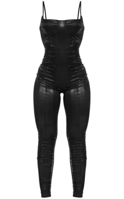 Matte Vinyl Underwired Strappy Jumpsuit-PrettyLittleThing Outlet