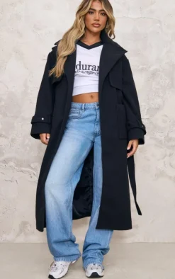 PrettyLittleThing Winter Coats & Jackets*Maxi Panel Detail Belted Coat