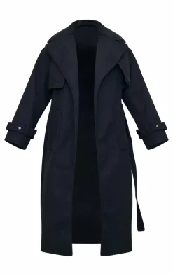 PrettyLittleThing Winter Coats & Jackets*Maxi Panel Detail Belted Coat