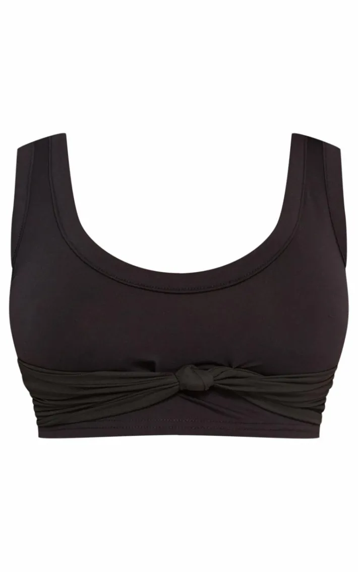 Black Mesh Bust Overlay Crop Top