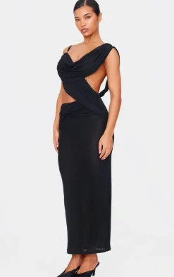 Mesh Draped Cut Out Maxi Dress-PrettyLittleThing Discount