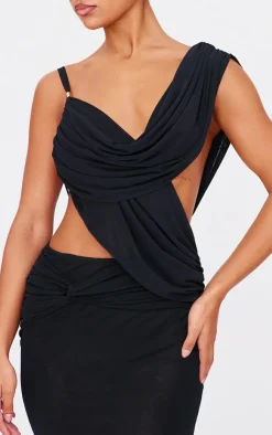 Mesh Draped Cut Out Maxi Dress-PrettyLittleThing Discount