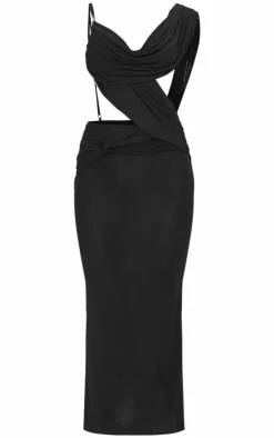 Mesh Draped Cut Out Maxi Dress-PrettyLittleThing Discount