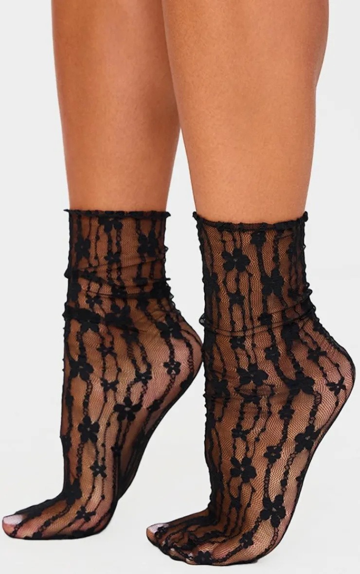 PrettyLittleThing Socks*Mesh Flower Ankle Socks