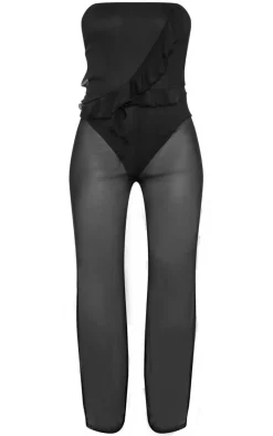 Mesh Frill Detail Bandeau Jumpsuit-PrettyLittleThing New