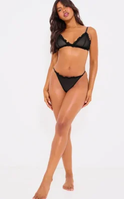 Black Mesh Frill Lingerie Set