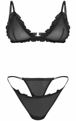 Black Mesh Frill Lingerie Set