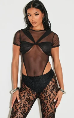 Mesh Knot Bust Panel Detail Body-PrettyLittleThing Discount