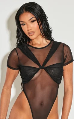 Mesh Knot Bust Panel Detail Body-PrettyLittleThing Discount