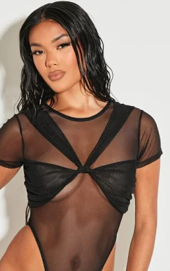 Mesh Knot Bust Panel Detail Body-PrettyLittleThing Discount