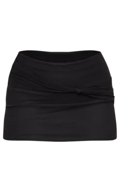 Discount PrettyLittleThing Mesh Knot Detail Micro Mini Skirt Black