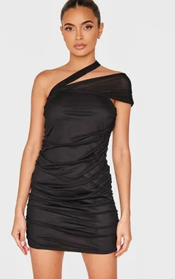Mesh Neck Detail Mini Dress-PrettyLittleThing Discount