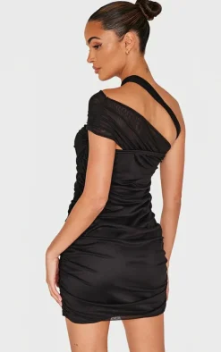 Mesh Neck Detail Mini Dress-PrettyLittleThing Discount
