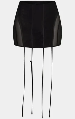 Discount PrettyLittleThing Mesh Panelled Boned Corset Black