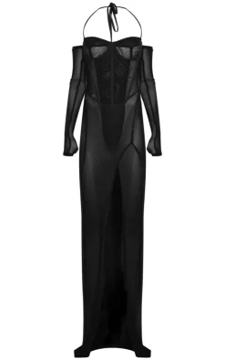 Mesh Panelled Corset Maxi Dress-PrettyLittleThing Discount