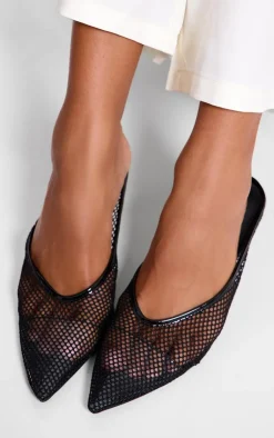 PrettyLittleThing Mules*Mesh Point Toe Low Heel Court Mules