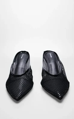 PrettyLittleThing Mules*Mesh Point Toe Low Heel Court Mules
