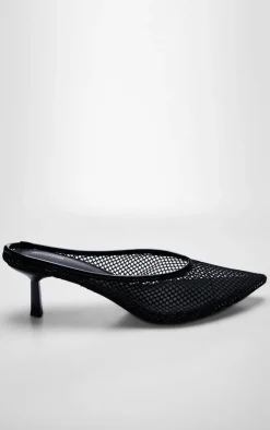PrettyLittleThing Mules*Mesh Point Toe Low Heel Court Mules