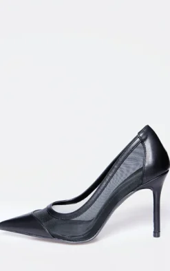 PrettyLittleThing Wide Fit Heels*Mesh Wide Fit Point Toe Contrast High Stiletto Court Heels