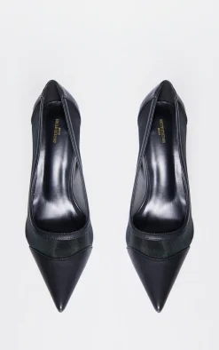PrettyLittleThing Wide Fit Heels*Mesh Wide Fit Point Toe Contrast High Stiletto Court Heels