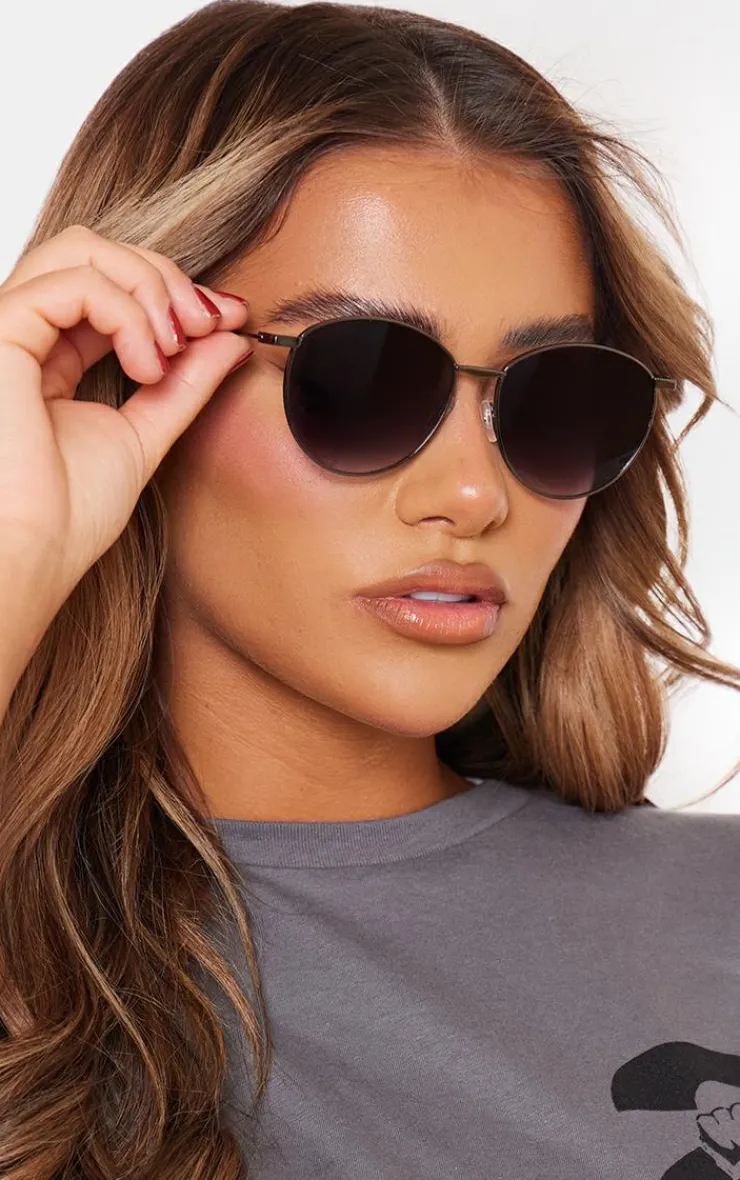 PrettyLittleThing Sunglasses*Metal Frame Ombre Lens Round Sunglasses