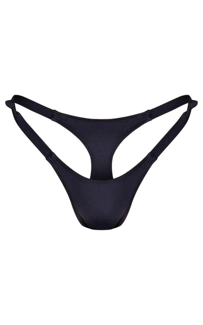 Black Micro Tanga Bikini Bottoms