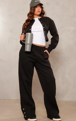 Black Mid Rise Wide Leg Sweatpants