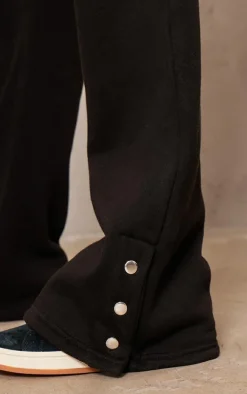 Black Mid Rise Wide Leg Sweatpants