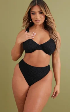 Black Mix & Match Crinkle Fuller Bust Underwired Bikini Top