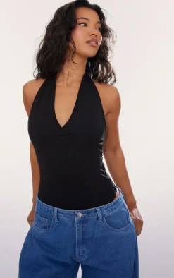PrettyLittleThing Basic Tops*Modal Cotton Halter Bodysuit