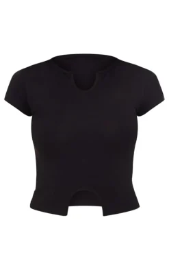 PrettyLittleThing T-Shirts*Modal Cotton Notch Neck Split Hem T Shirt