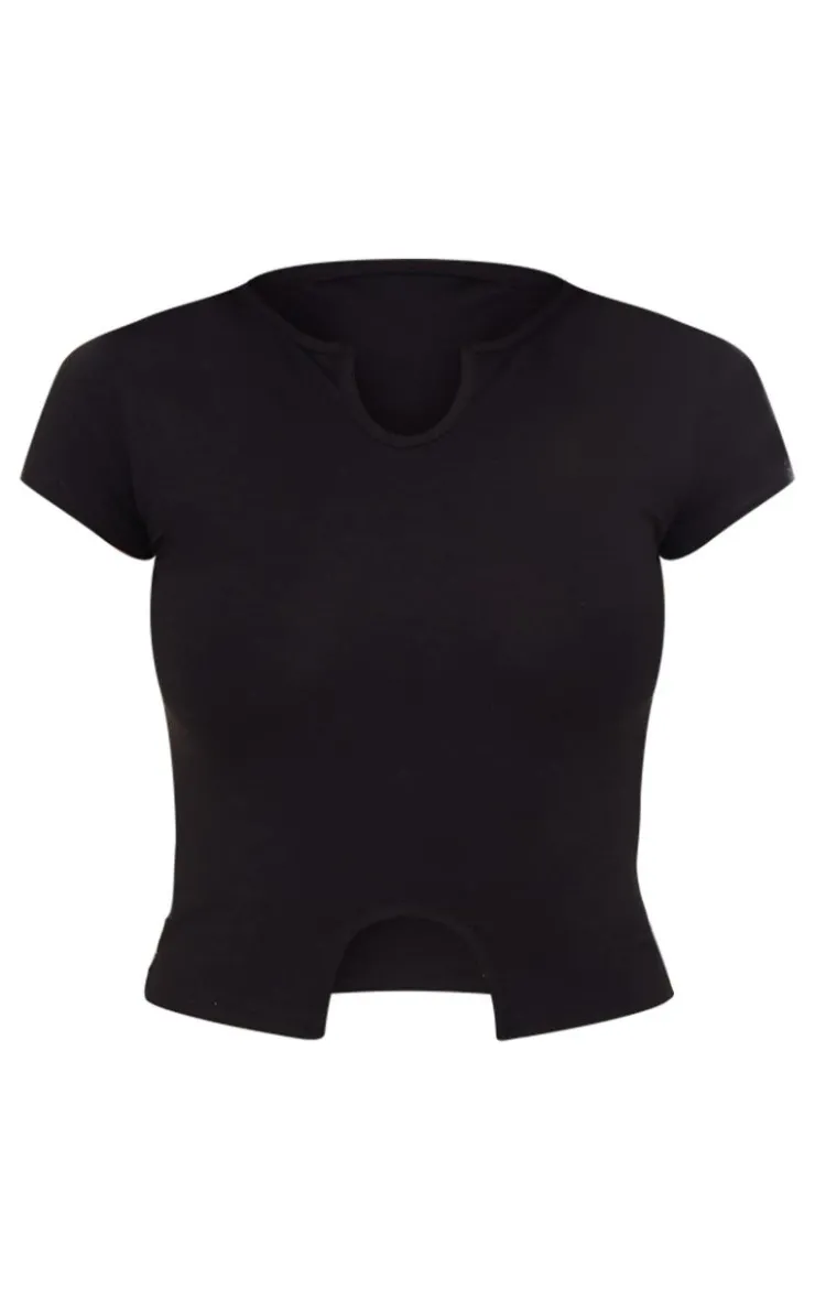 PrettyLittleThing T-Shirts*Modal Cotton Notch Neck Split Hem T Shirt