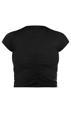 PrettyLittleThing T-Shirts*Modal Cotton Ruched Front Crop T Shirt