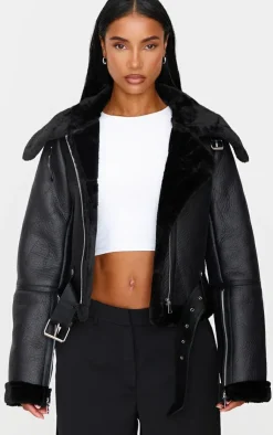 PrettyLittleThing Aviator Jackets*Multi Zip Cropped Aviator