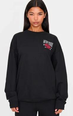Black New York Downtown Back Printed Sweatshirt