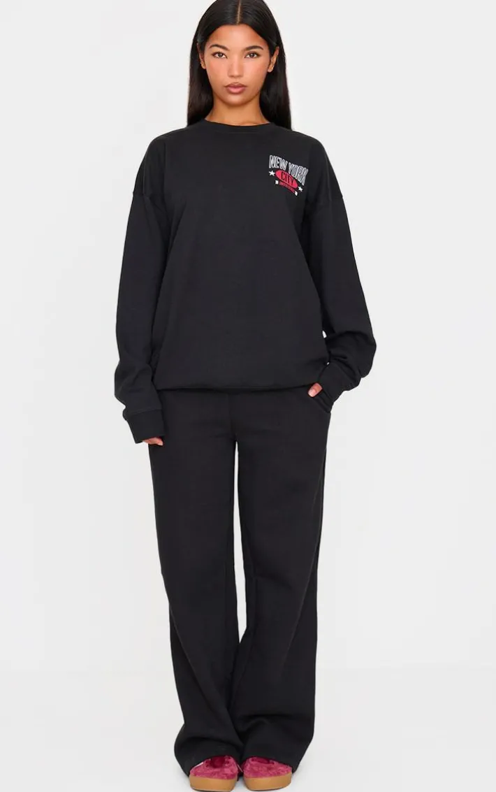Black New York Downtown Back Printed Sweatshirt