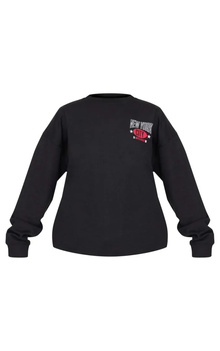 Black New York Downtown Back Printed Sweatshirt