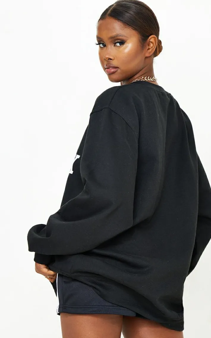 Black New York Downtown Graphic Printed Sweatshirt