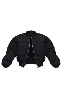 PrettyLittleThing Bomber Jackets*Nylon Pocket Front Panel Sleeve Oversized Bomber Jacket